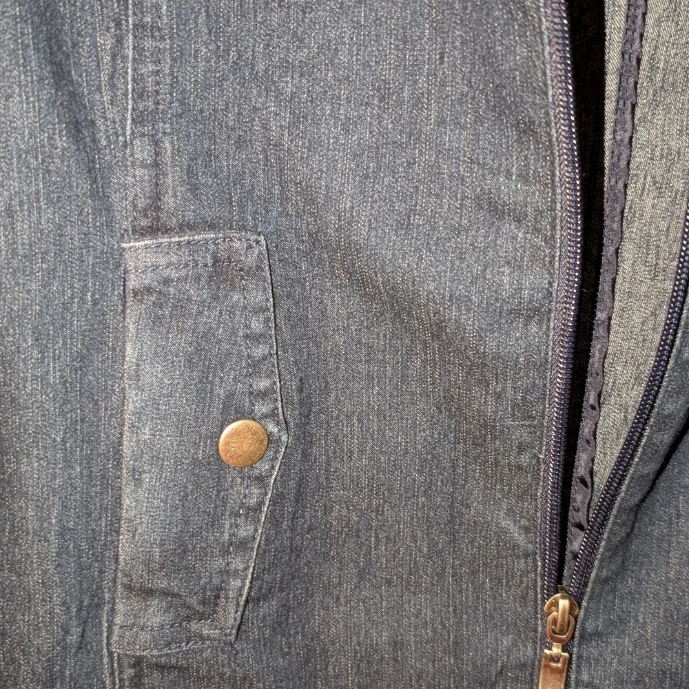 Studio Works Blue Denim Jacket Relaxed Fit Stand Up Collar PL